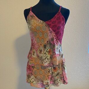 Victoria's Secret Pink and Orange Floral Pajama Top